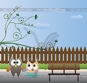 Greeting card with birds - vector image