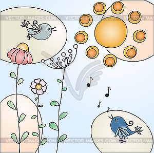 Открытка с птицами - графика в векторном формате