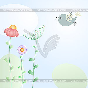 Greeting card with bird - vector clipart