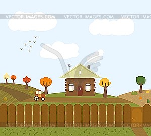 Autumn rural landscape - royalty-free vector clipart