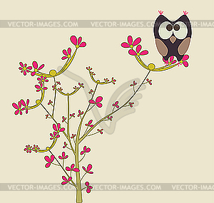 Greeting card with owl - vector image