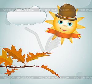 Autumn leaves and sun - vector image