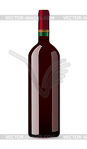Бутылка с красным вином - рисунок в векторном формате
