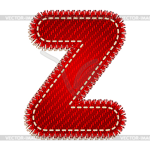 Красная текстильная буквица Z - изображение в векторном виде