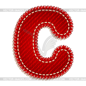 Red textile initial letter C - vector image