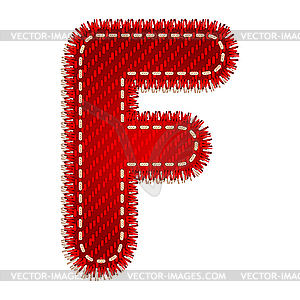 Red textile initial letter F - vector image