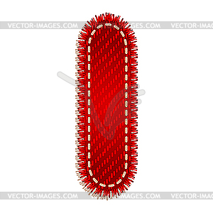 Red textile initial letter I - vector image