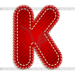 Red textile initial letter K - vector clipart