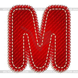 Красная текстильная буквица M - векторный клипарт Royalty-Free