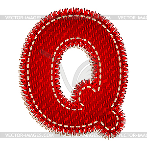 Red textile initial letter Q - vector image