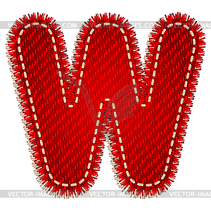 Red textile initial letter W - vector image