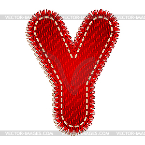Red textile initial letter Y - vector clipart