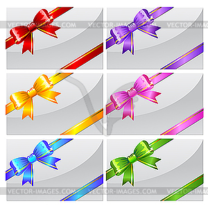 Set of cards with bows - vector image