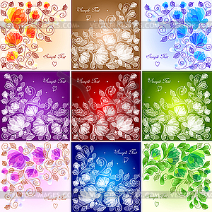 Set of floral backgrounds - royalty-free vector clipart