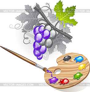 Раскрашивая виноград - изображение в векторе / векторный клипарт