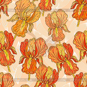 Seamless pattern with iris - vector image