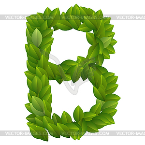 Letter B of green leaves alphabet - vector clip art