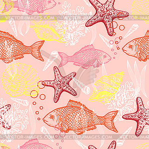 Sea seamless pattern - vector image