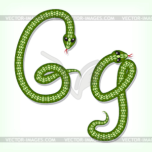 Змея шрифта. Письмо G - цветной векторный клипарт