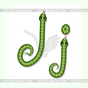 Snake font. Letter J - vector clipart