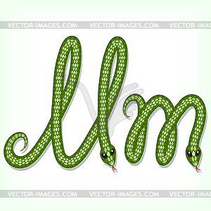 Snake font. Letter M - vector clip art