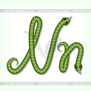 Snake font. Letter N - vector clip art