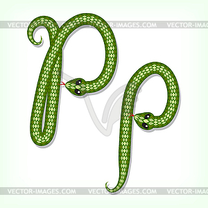 Snake font. Letter P - vector clipart