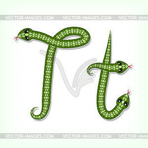 Snake font. Letter T - vector clipart