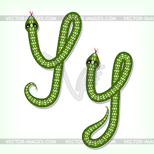 Snake font. Letter Y - vector image