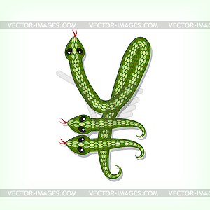 Snake font. Yen symbol - vector clipart