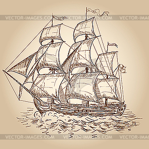 Vintage sailboat - vector image
