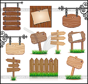 Set of wooden sigboards - vector clipart