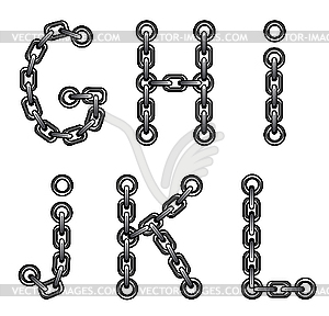 Chained letters GHIJKL - vector image