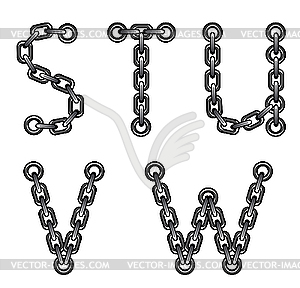 Chained letters STUVW - vector clipart