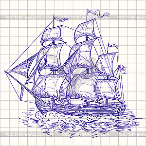 Vintage sailboat - vector image