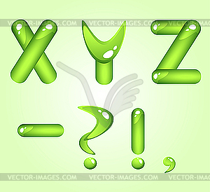 Green shiny alphabet. Part 5 - vector clipart