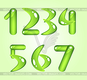 Green shiny digits - vector image
