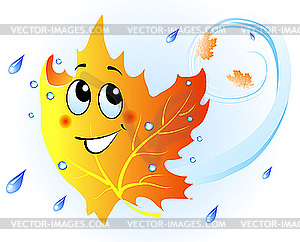 Cute falling maple leaf - stock vector clipart