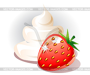 Strawberry and cream - stock vector clipart