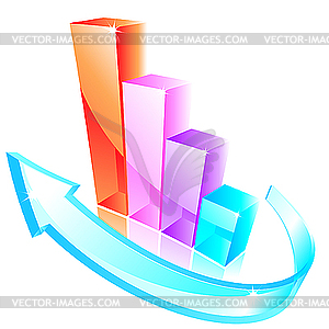 3d glass graph - vector image