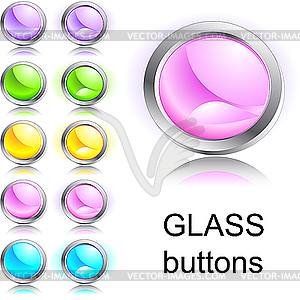 Set of glass buttons - vector image