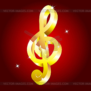 Golden treble clef - vector clipart