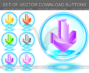 Set of 3d download icons - vector image