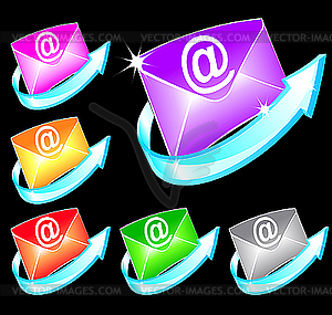 Set of colorful email icons - vector image