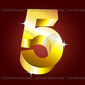 Golden number five - vector clipart