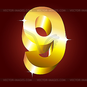 Golden number nine - vector clipart / vector image