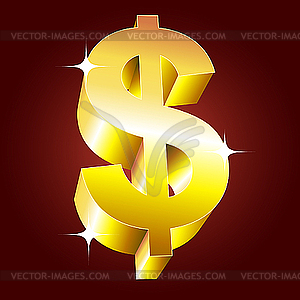 Golden dollar symbol - vector image