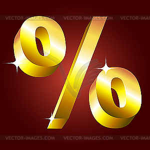 Золотой знак процента - изображение в формате EPS