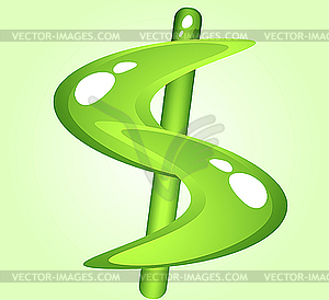 Green shiny dollar symbol - vector clipart