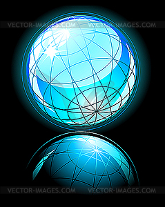 Blue shiny globe - vector image